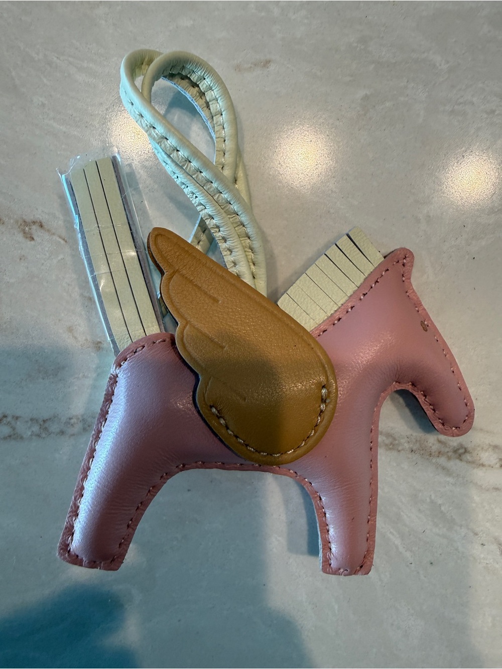 Luxury 100% Handmade Lamb Leather Horse Charm with brown Wing
